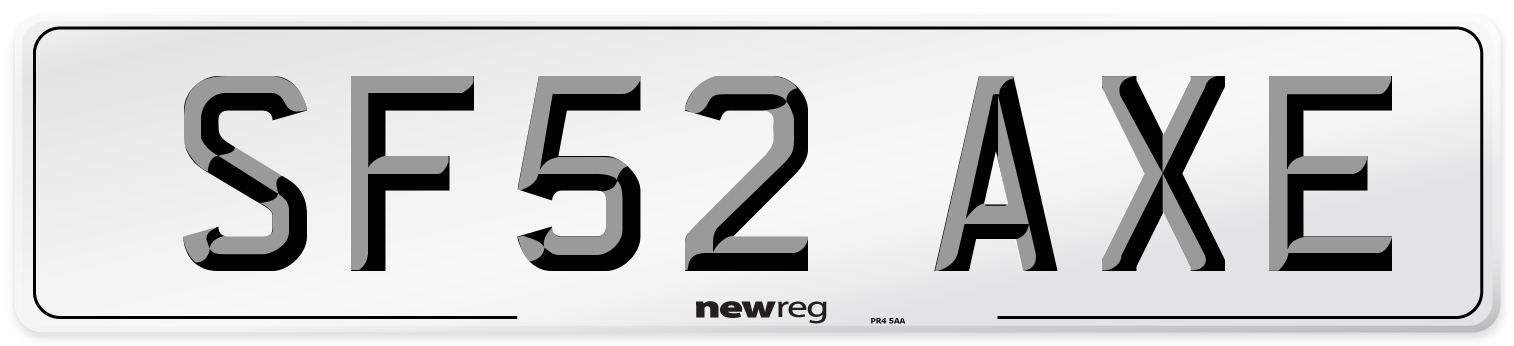 SF52 AXE Number Plate from New Reg